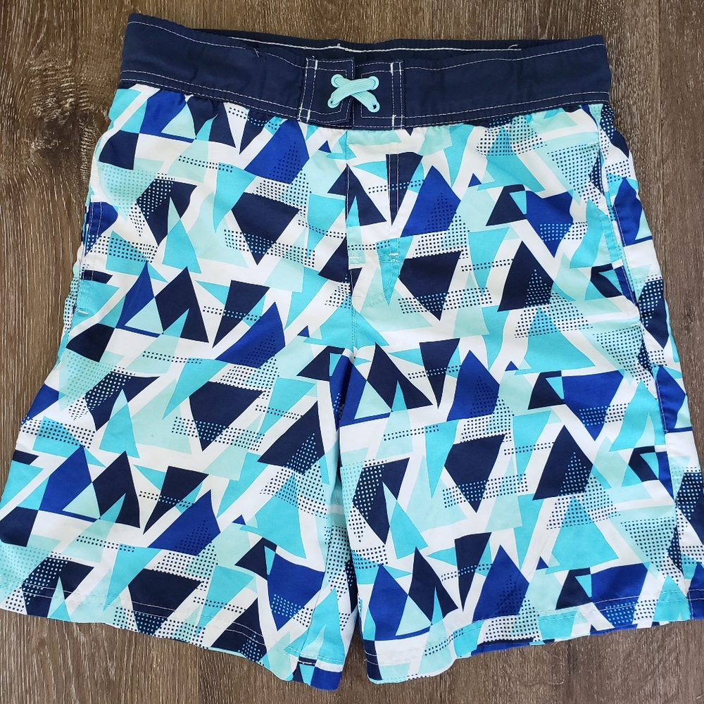 4/$20 George boy's size L swim trunk geometric blue navy white, size 10-12
